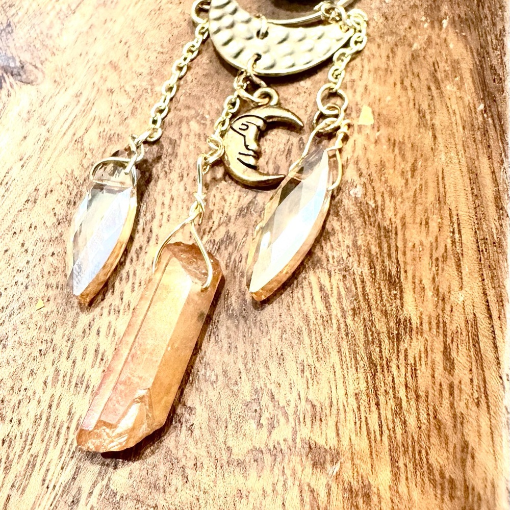Gold and Crystal Pendant Necklace